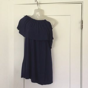 One shoulder Candy Rose...Summer dress navy blue
